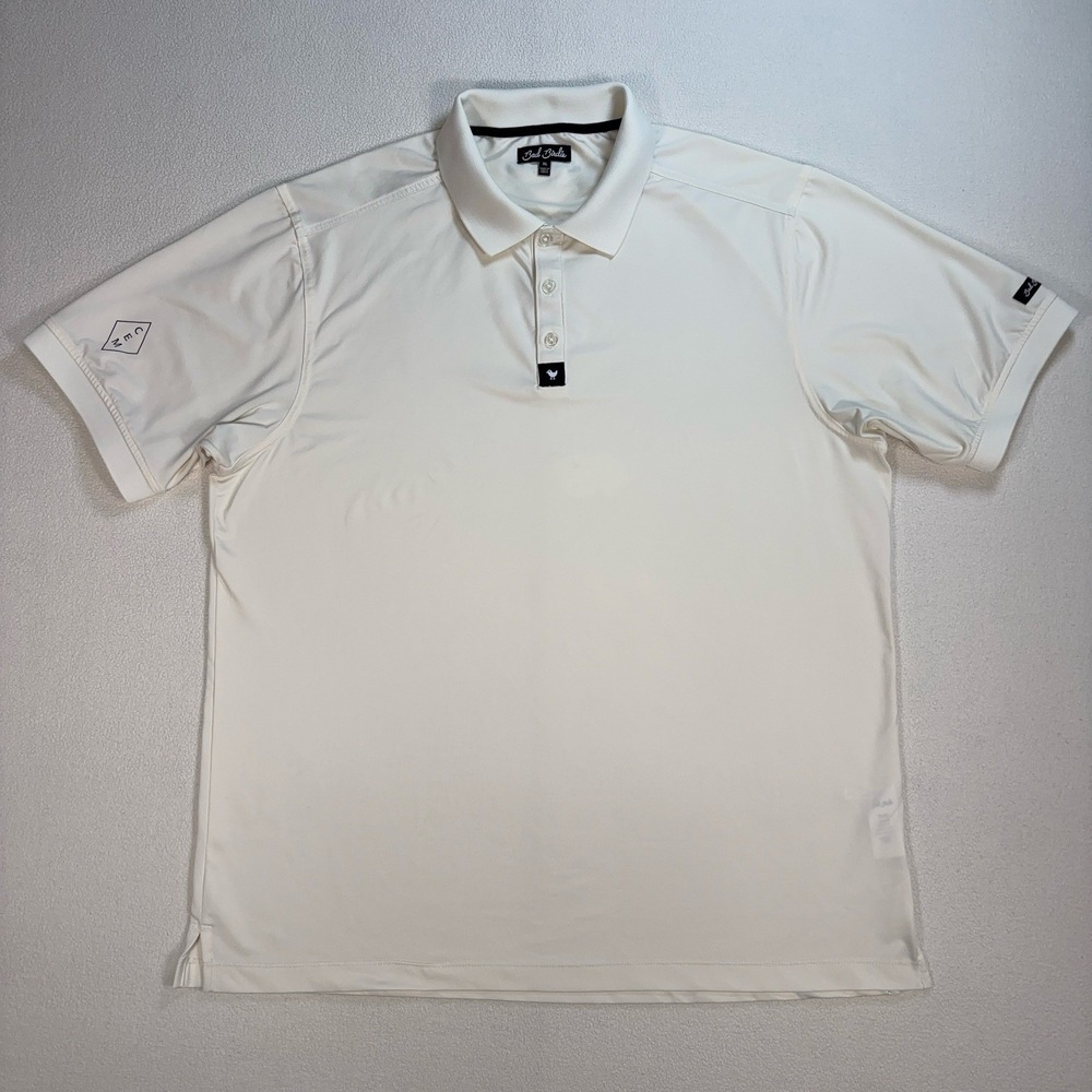 Bad Birdie Golf Polo Men's XL Off-White Cream Stretch Performance *STAIN*